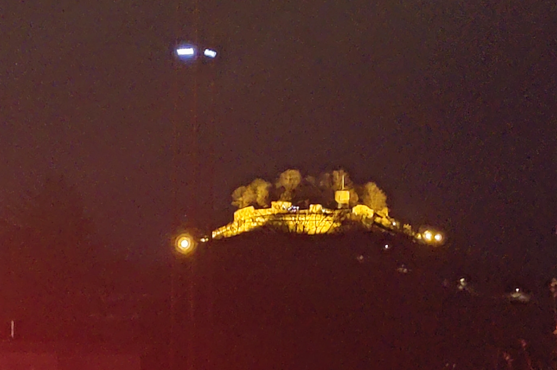 Castle ruins at night